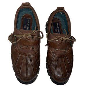 Ralph Lauren Polo Sport Men’s 10D Brown Leather Duck Boots Strap Casual Outdoor